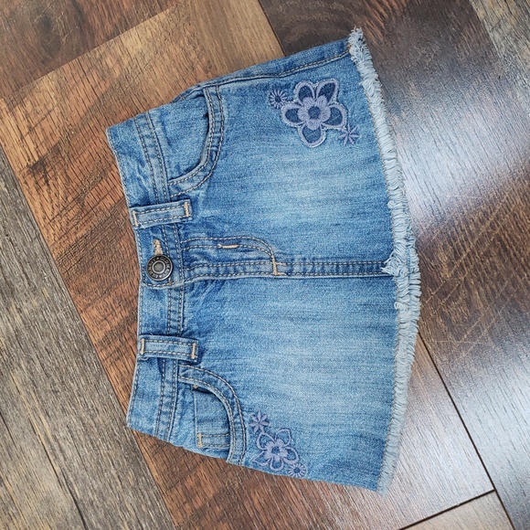 Old Navy Other - Old Navy Blue Denim Floral Embroidered Skirt, Size 3-6 Months